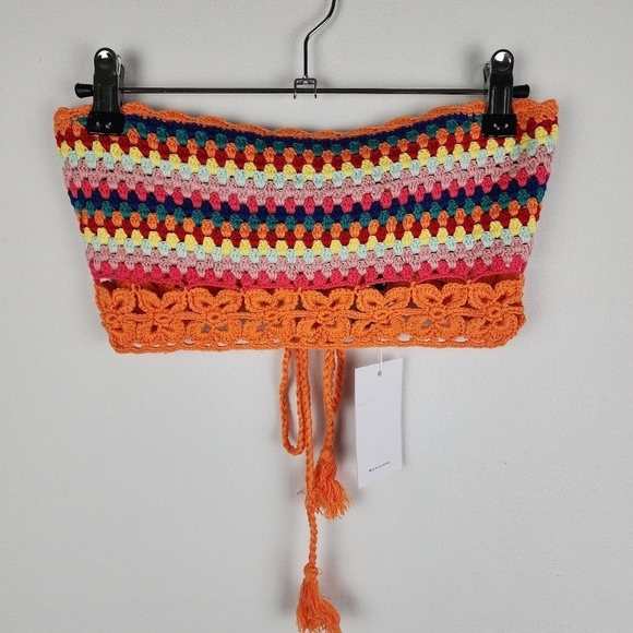 NWT Lovers + Friends Over The Rainbow Crochet Crop Top Size Small - Picture 2 of 7